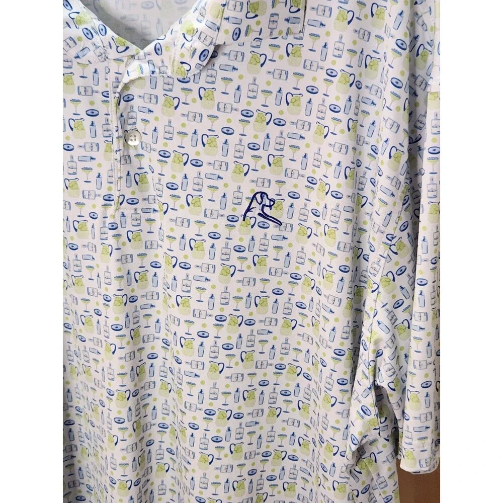 Men'sRhoback 3XL Performance Polo Short Sleeve Shirt XXXL Blue & Green Cocktails - Picture 7 of 14